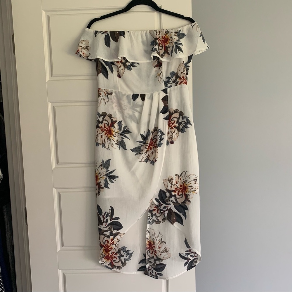 white floral dress with open front